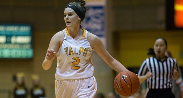 (Meredith Hamlet, a freshman basketball player at Valp, decided to pick the number two as her jersey number in honor of her faith. Credit: Valpo University)